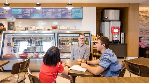 students inside ice cream shop